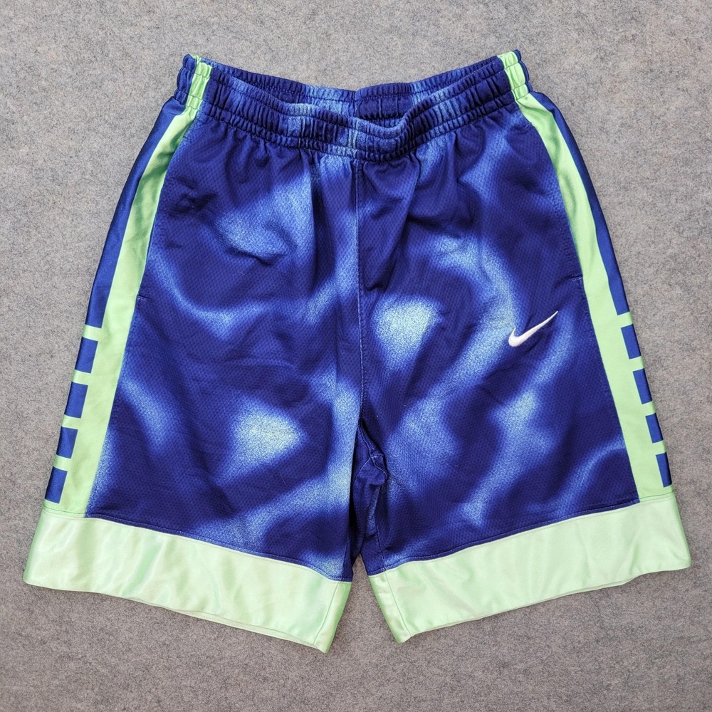 Nike Shorts Boys XL Blue Green Dri-FIT Mesh Basketball Gym 11 Inseam Athletic